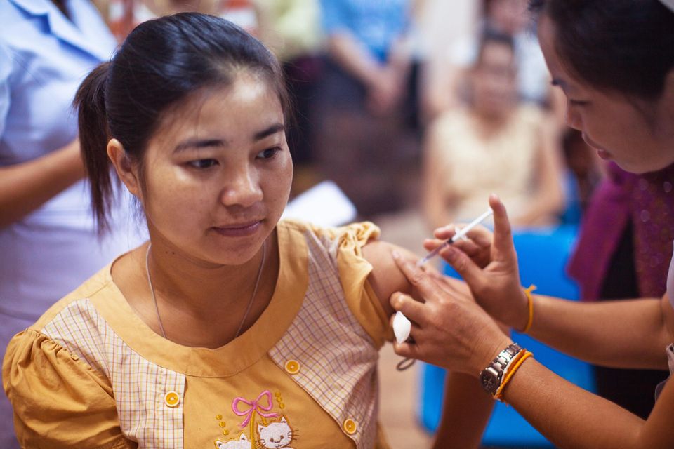 Community member receiving a free health screening